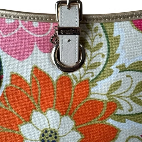 Spartina 449 Carson Cottage Dixie Hobo Bodega Bucket Natural Linen Leather Bag - Picture 3 of 13
